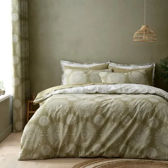 Mandala Duvet Cover & Pillowcase Set - Olive