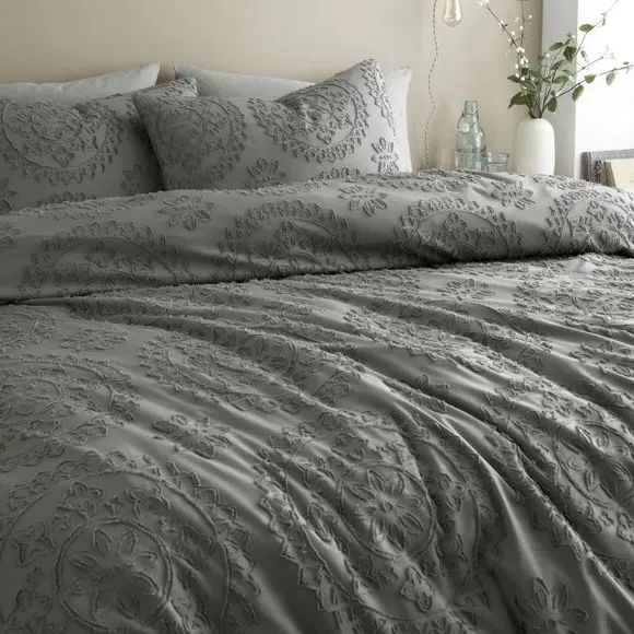 Mandala Duvet Cover Set - Charcoal, Polyester