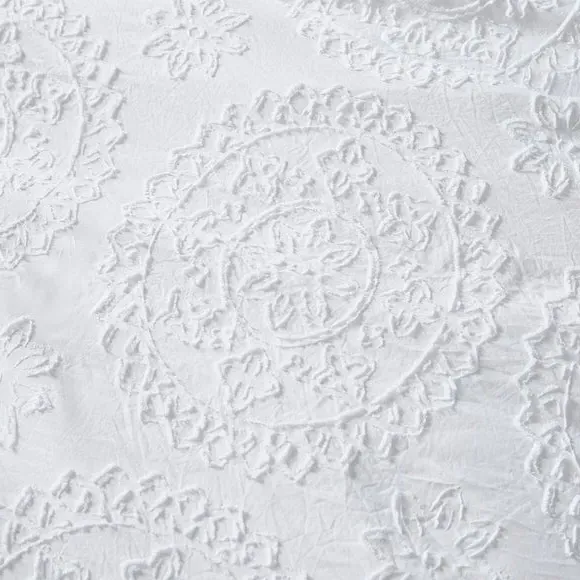 Mandala Duvet Cover Set - White, Polyester
