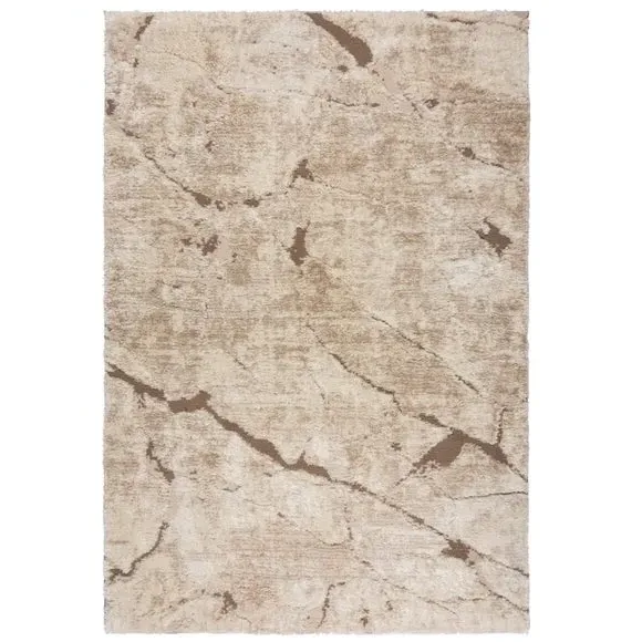 Marble Shaggy Rug with Luxury Pile - Ivory