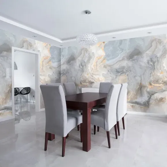 Marble Texture Wall Mural - Blue, Non-Woven