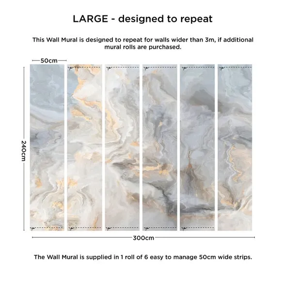 Marble Texture Wall Mural - Blue, Non-Woven