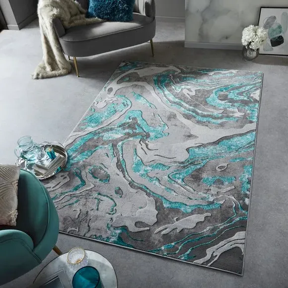 Marbled Area Rug - Emerald, Polypropylene