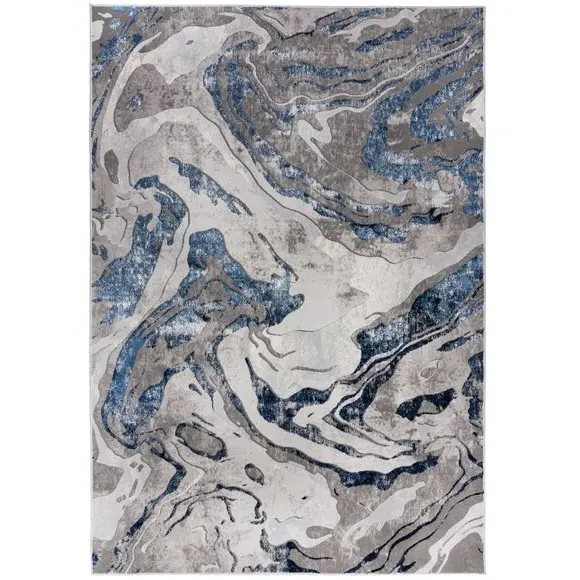 Marbled Area Rug - Navy, Polypropylene