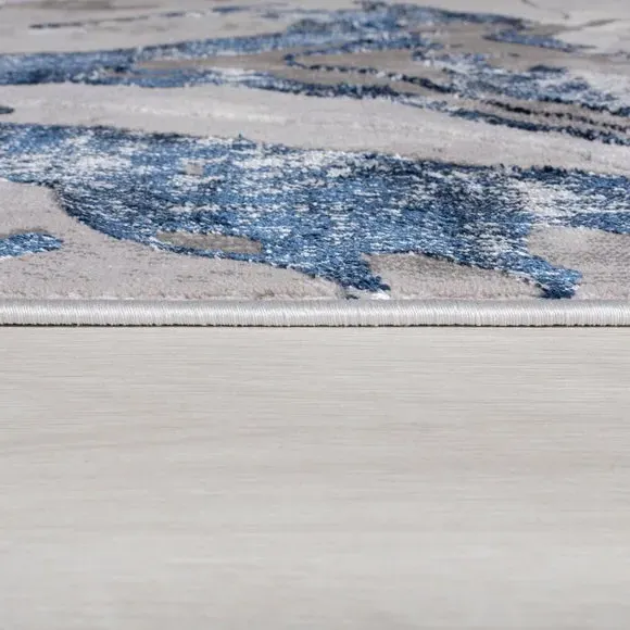 Marbled Area Rug - Navy, Polypropylene