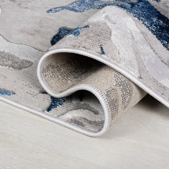 Marbled Area Rug - Navy, Polypropylene
