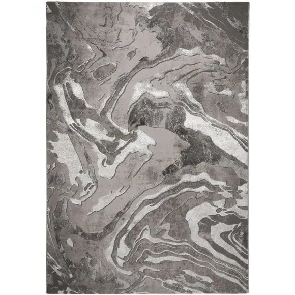 Marbled Area Rug - Silver, Polypropylene