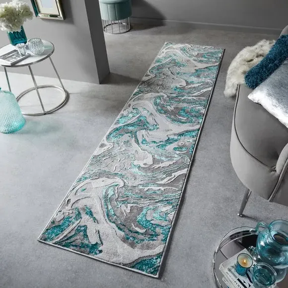 Marbled Runner Rug - Emerald, Polypropylene