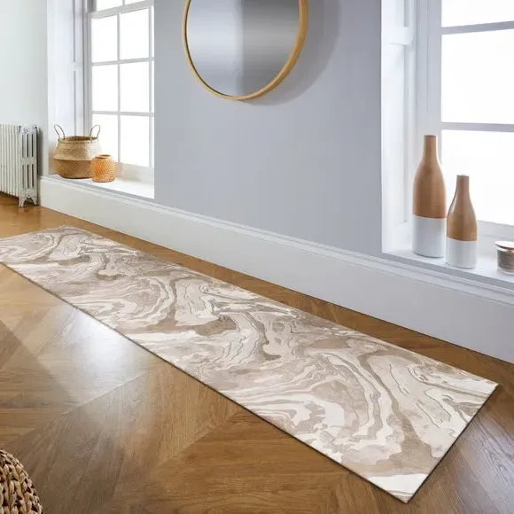 Marbled Runner Rug - Natural, Polypropylene