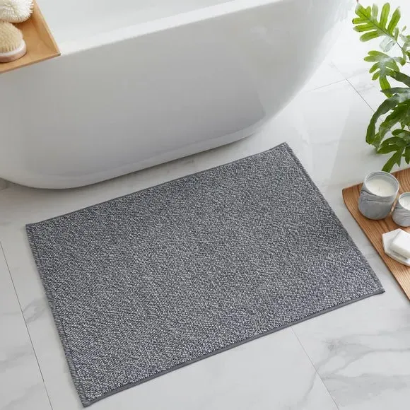 Marl Bath Mat - Charcoal, Cotton image