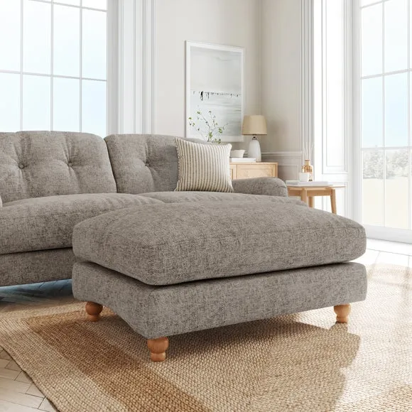 Martha Footstool with Wooden Legs - Mushroom image