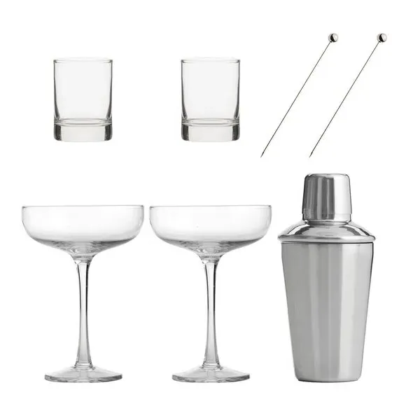 Martini Cocktail Set with Shaker - Clear Glass