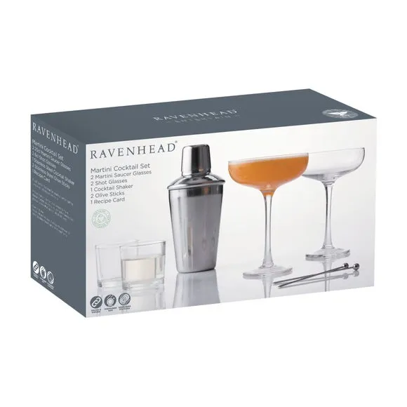Martini Cocktail Set with Shaker - Clear Glass