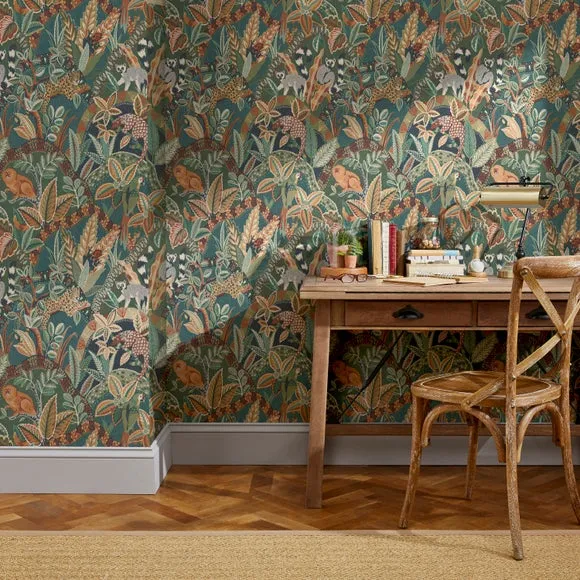 Maximalist Floral Wallpaper - Green, Matt Finish image