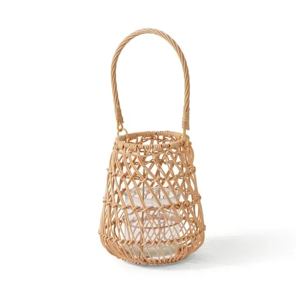 Medium Candle Lantern - Natural, Rattan