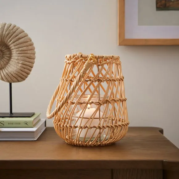 Medium Candle Lantern - Natural, Rattan image