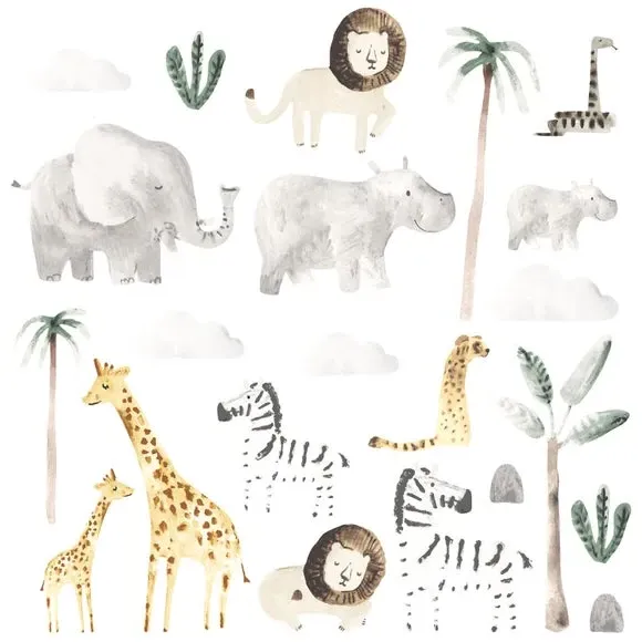 Medium Safari Wall Stickers - Natural