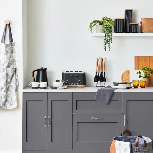 Medium Square Kitchen Canister - Black, Ceramic