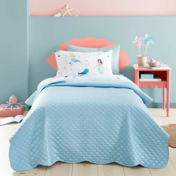 Mermaid Bedspread with Embroidery - Multicolor image