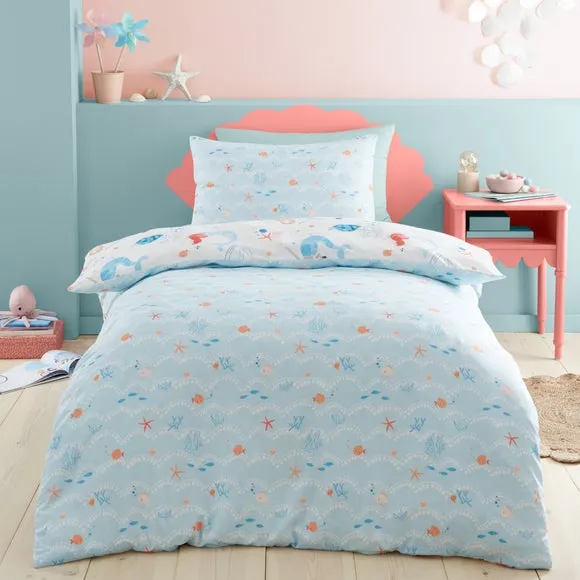 Mermaid Duvet Cover Set - Blue, Polycotton