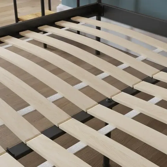 Metal Bed Frame with Sprung Slats - Black