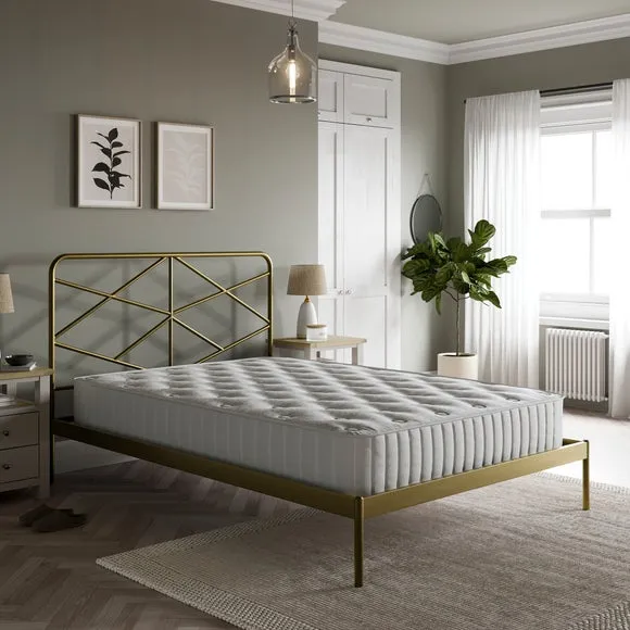 Metal Bed Frame with Sprung Slats - Brass