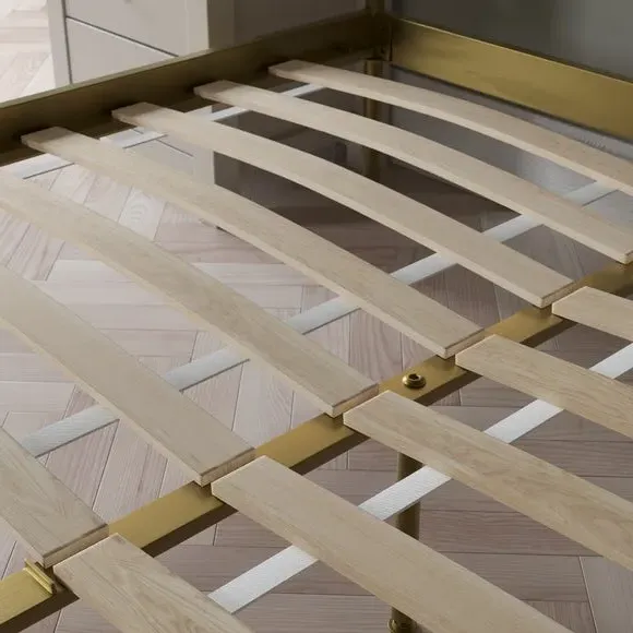 Metal Bed Frame with Sprung Slats - Brass