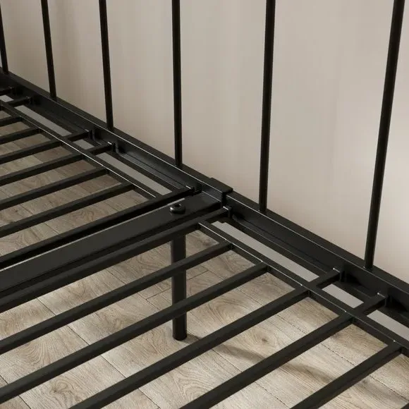 Metal Day Bed Frame with Slats - Black