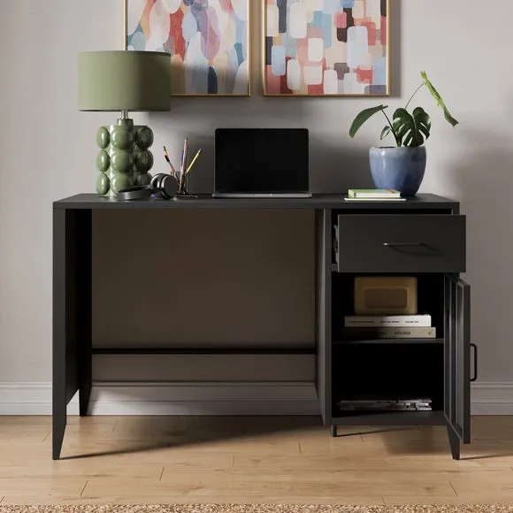 Metal Desk with Drawers - Black, Steel