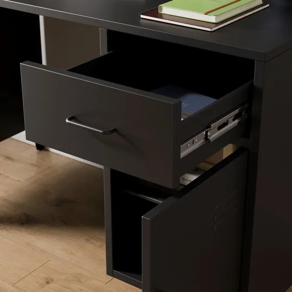 Metal Desk with Drawers - Black, Steel