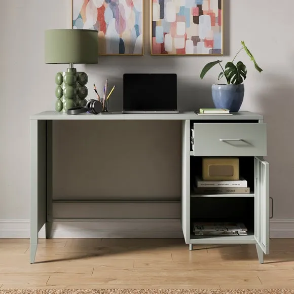 Metal Desk with Drawers - Sage, Steel