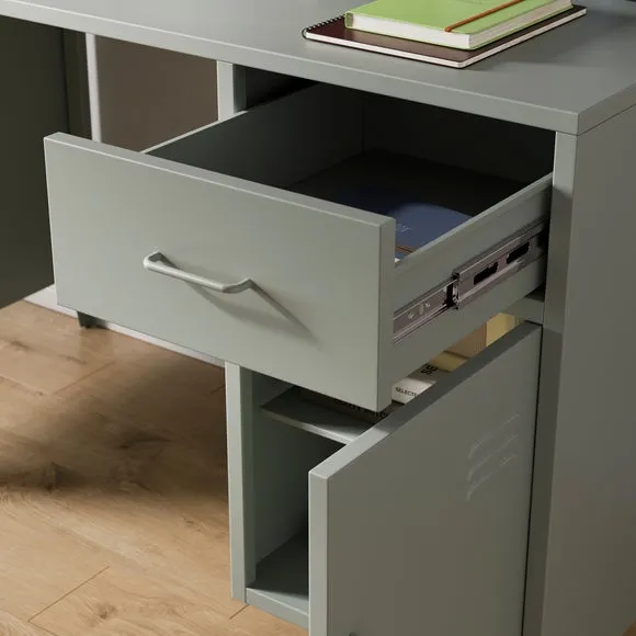 Metal Desk with Drawers - Sage, Steel