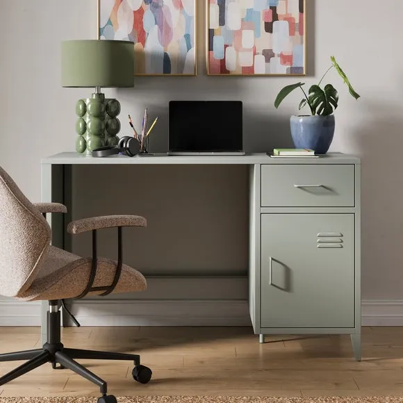 Metal Desk with Drawers - Sage, Steel