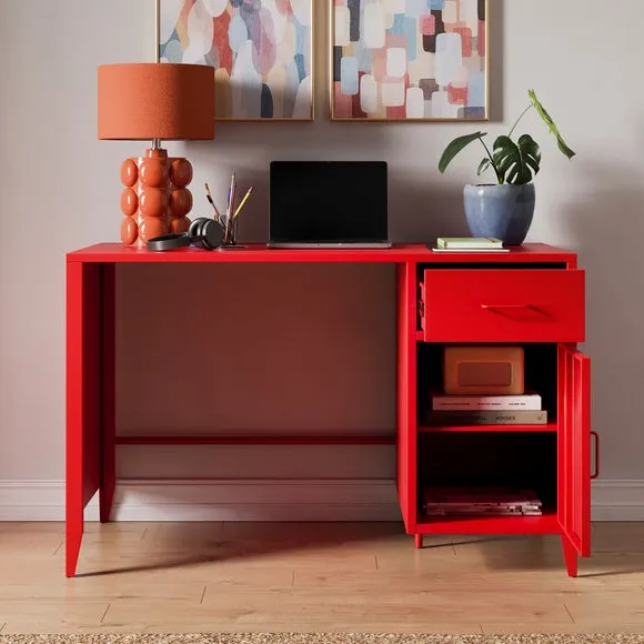 Metal Desk with Drawers - Tomato, Steel