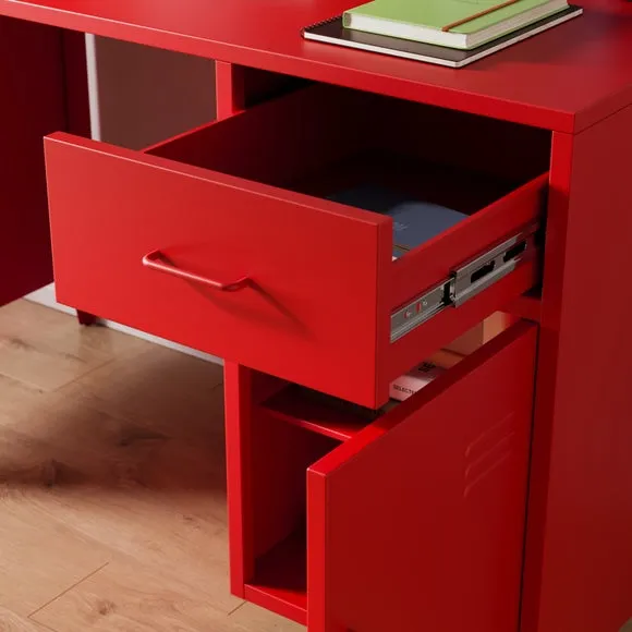 Metal Desk with Drawers - Tomato, Steel