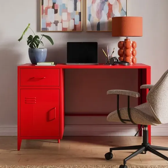 Metal Desk with Drawers - Tomato, Steel