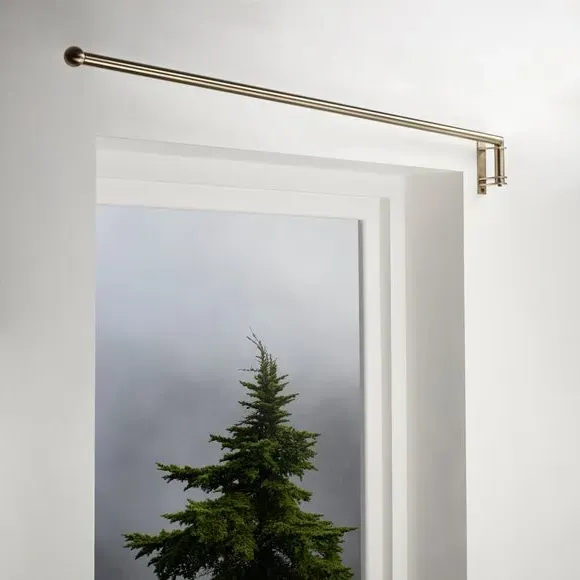 Metal Door Curtain Pole - Antique Brass