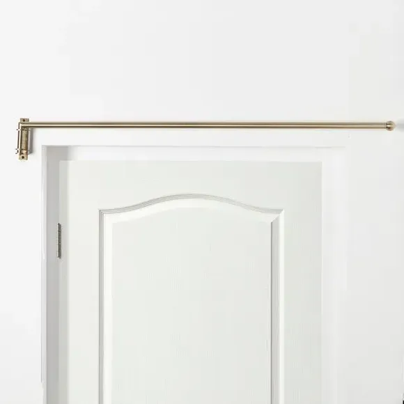 Metal Door Curtain Pole - Antique Brass