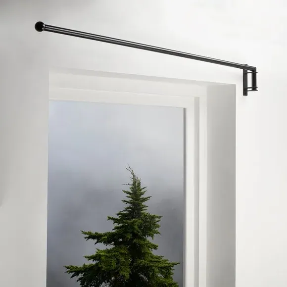 Metal Door Curtain Pole - Matt Black