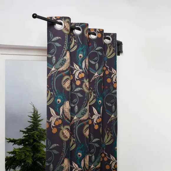 Metal Door Curtain Pole - Matt Black