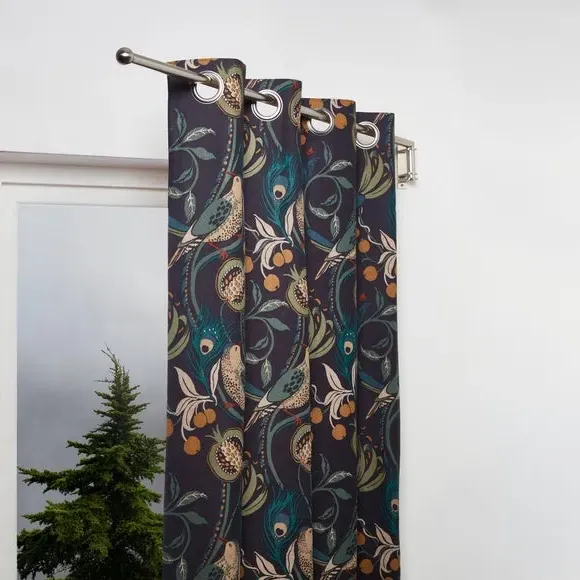 Metal Door Curtain Pole - Satin Steel
