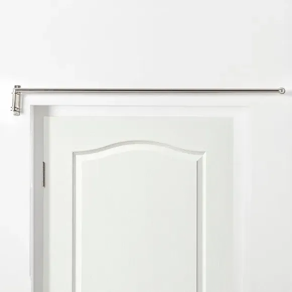 Metal Door Curtain Pole - Satin Steel