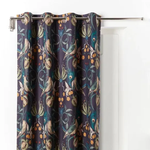 Metal Door Curtain Pole - Satin Steel