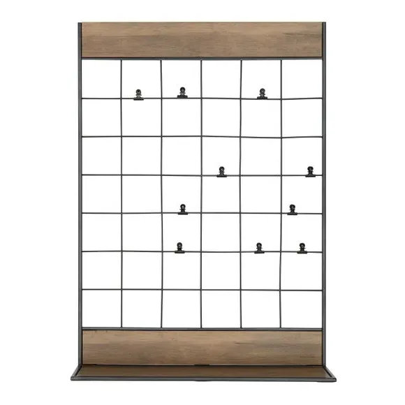 Metal Notice Board with Shelf - Black, Wood
