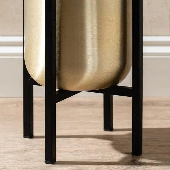 Metal Plant Pot with Stand - Gold, Metal