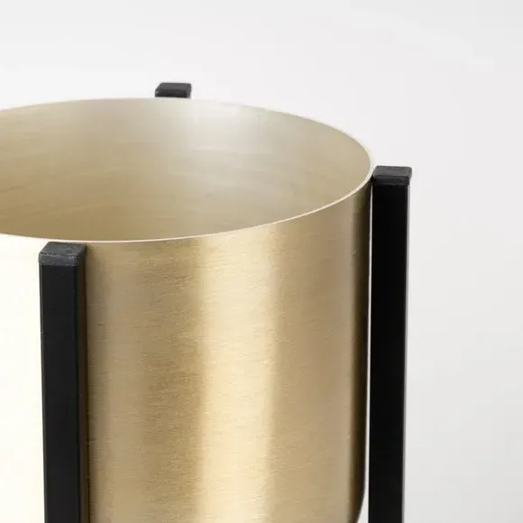 Metal Plant Pot with Stand - Gold, Metal