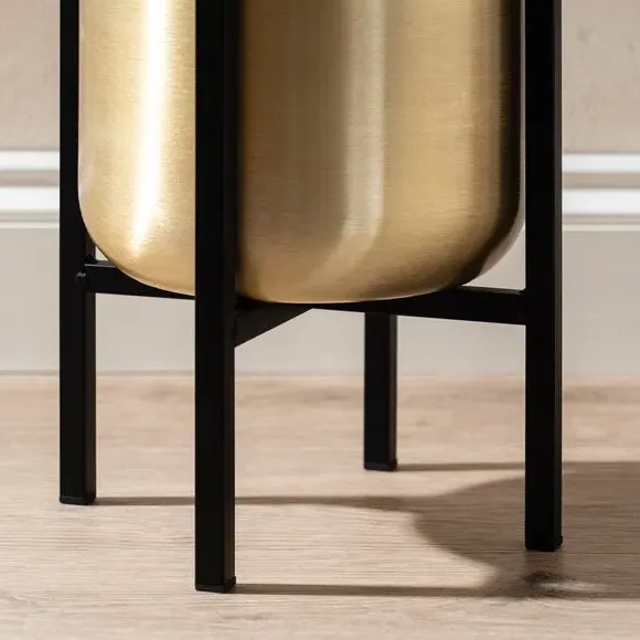 Metal Plant Pot with Stand - Gold, Metal