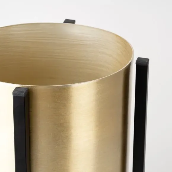 Metal Plant Pot with Stand - Gold, Metal