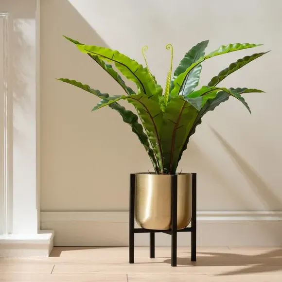 Metal Plant Pot with Stand - Gold, Metal image