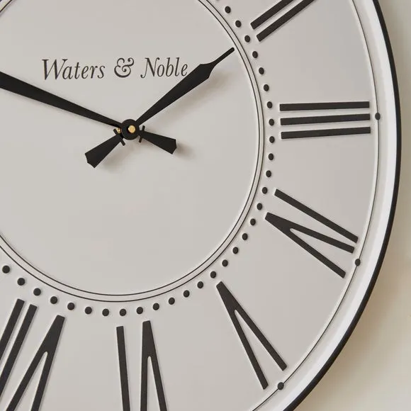 Metal Wall Clock with Roman Numerals - Cream